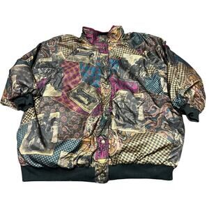 VINTAGE VTG 80s Be In The Current Seen Reversible AOP Bomber Jacket XXL